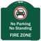 Signmission No Parking Or Standing Fire Zone W/ Graphic Heavy-Gauge Aluminum Sign, 18" x 18", GW-1818-9958 A-DES-GW-1818-9958 - alternate 1